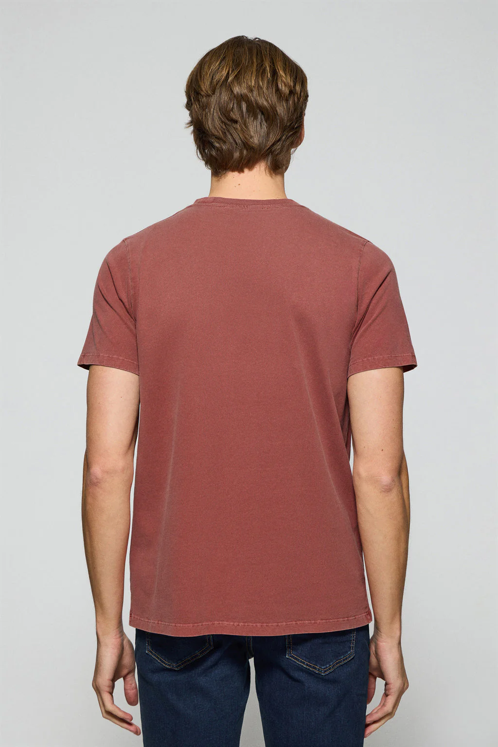 Camiseta Apolo garment dyed roja con logo Polo Club aterciopelado - Image 5