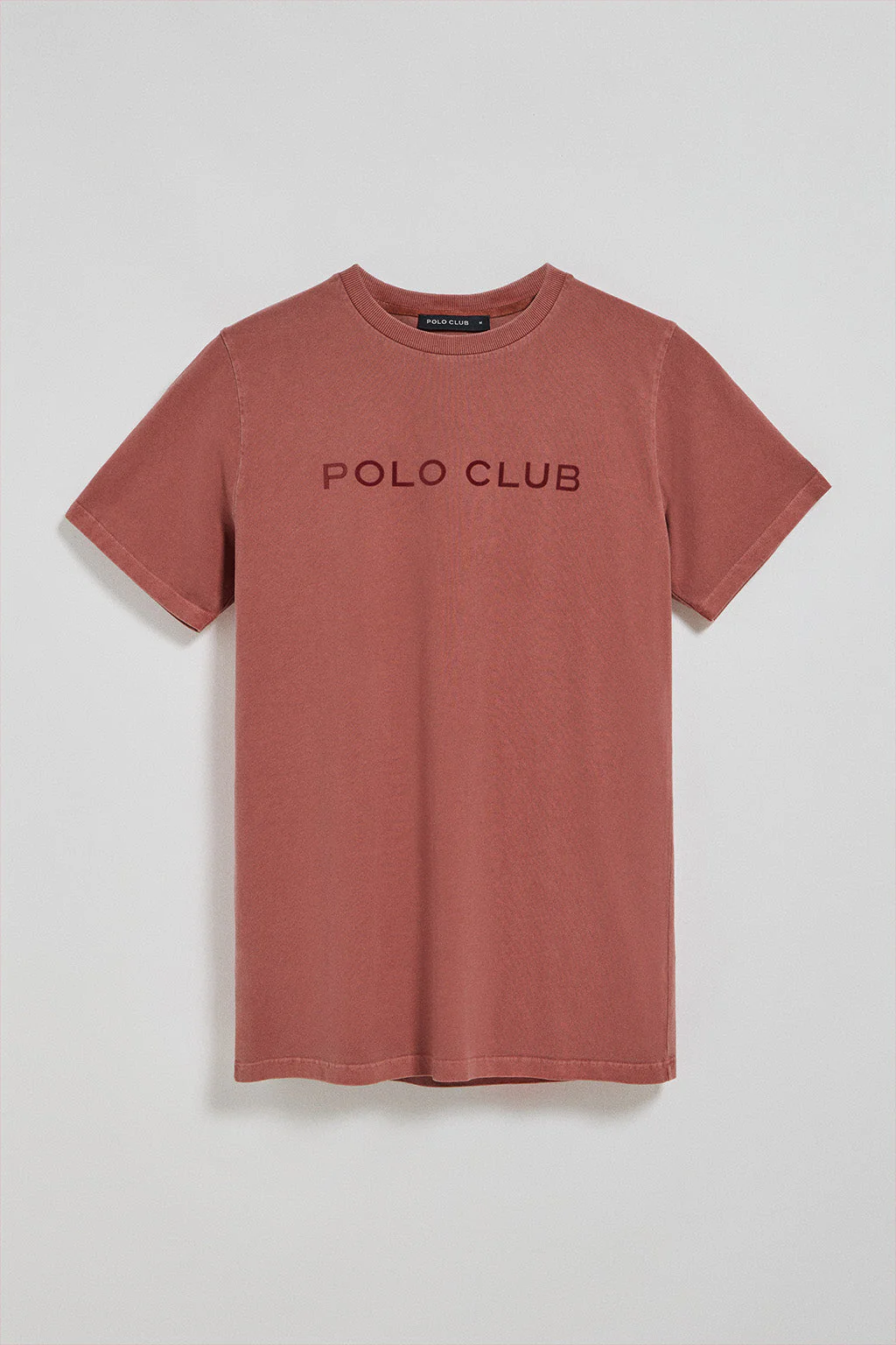 Camiseta Apolo garment dyed roja con logo Polo Club aterciopelado - Image 6