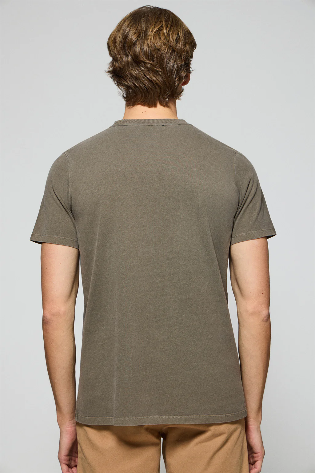 Camiseta Apolo garment dyed verde militar con logo Polo Club aterciopelado - Image 2