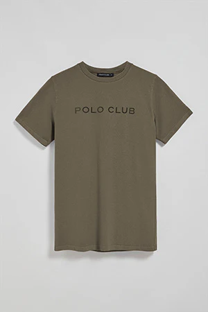 Camiseta Apolo garment dyed verde militar con logo Polo Club aterciopelado - Image 6