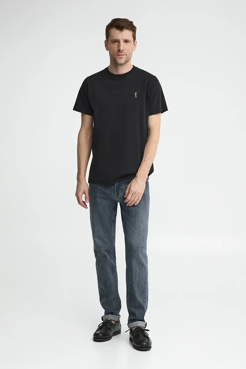 Camiseta negra de manga corta con logo engomado Rigby Go - Image 3