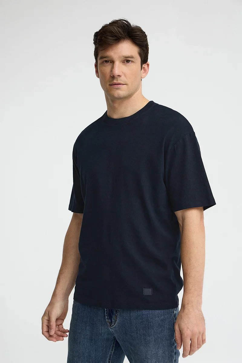 Camiseta cotolino azul marino de manga corta con logo Polo Club - Image 2