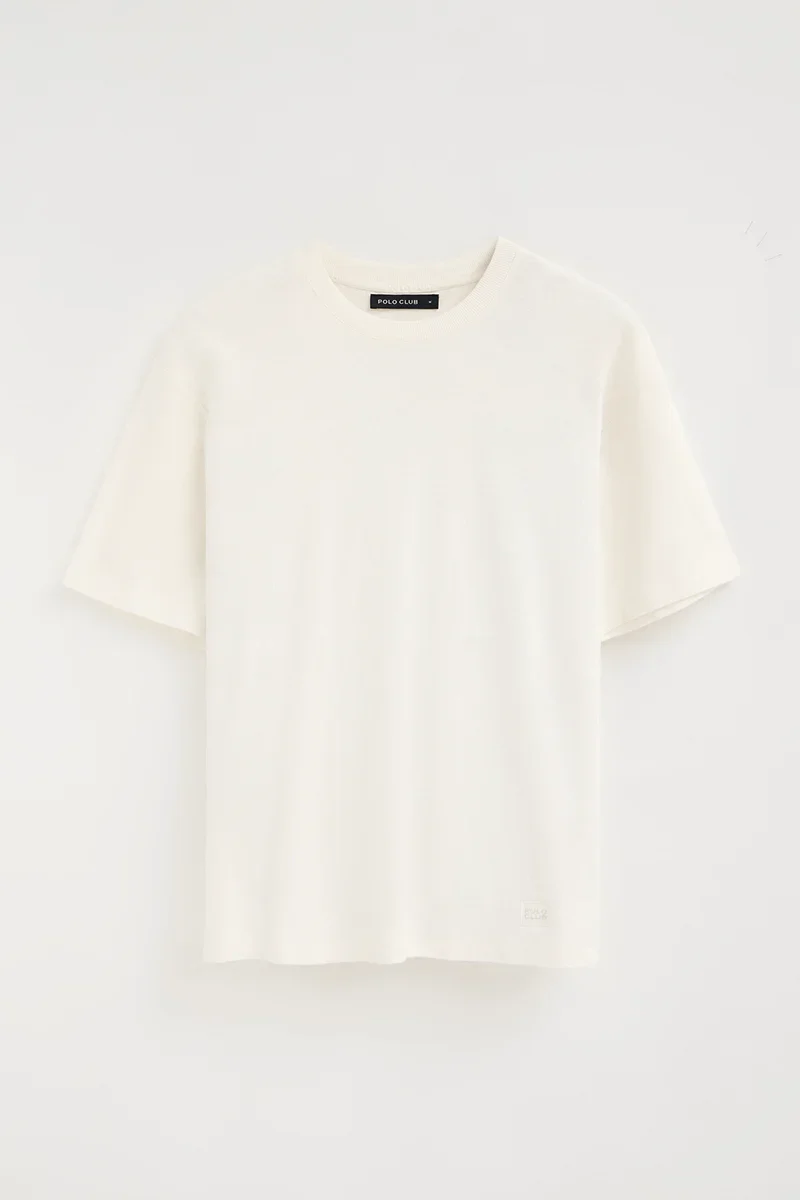 Camiseta cotolino color crudo de manga corta con logo Polo Club - Image 6