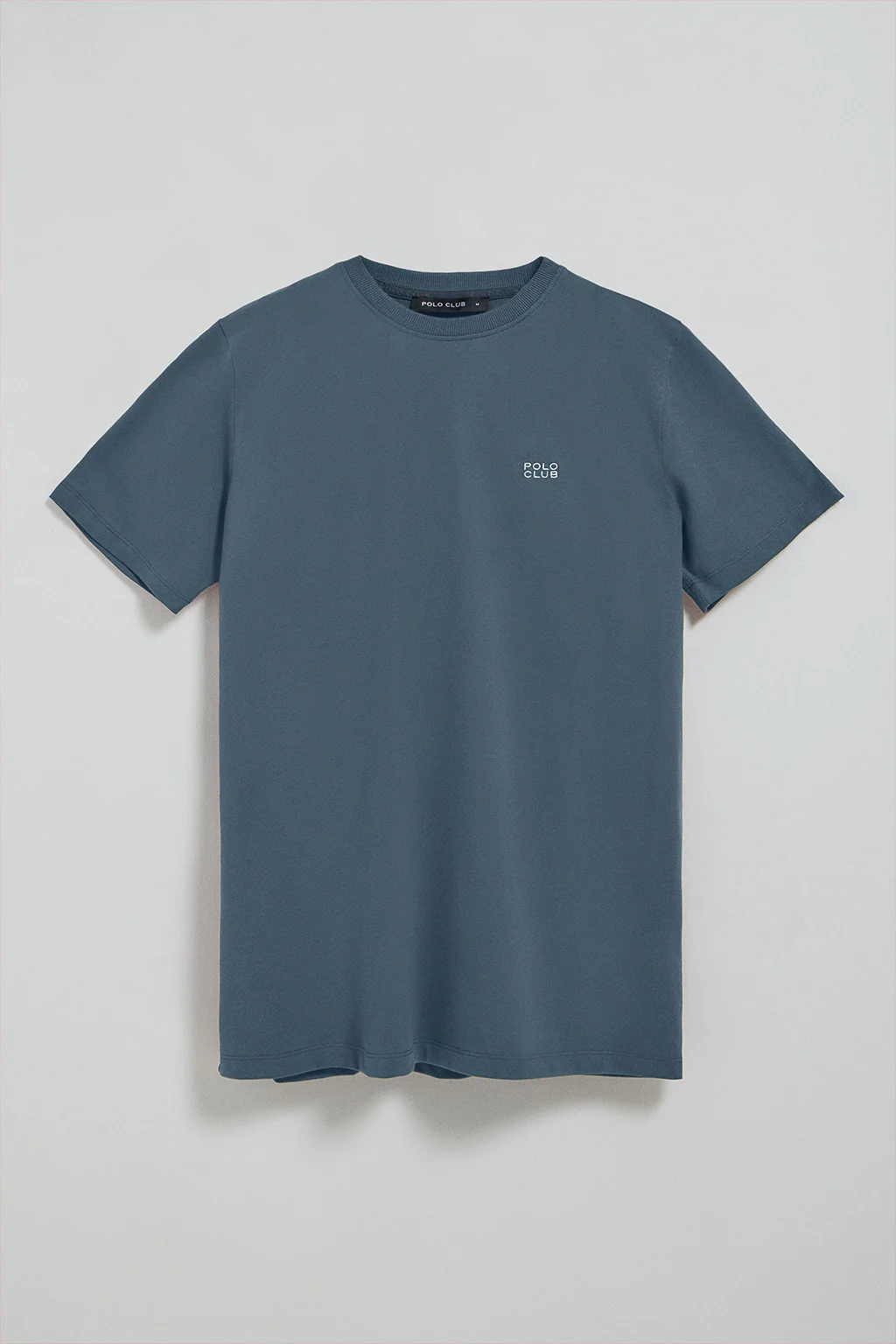 Camiseta azul denim básica de cuello redondo con detalle bordado - Image 6