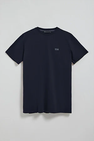 Camiseta azul marino básica de cuello redondo con detalle bordado - Image 9