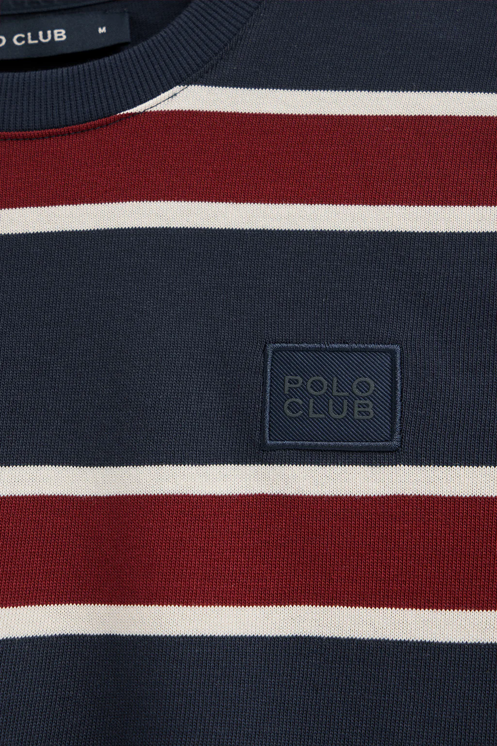 Camiseta Carter con rayas azul marino y granate con parche personalizado Polo Club - Image 7