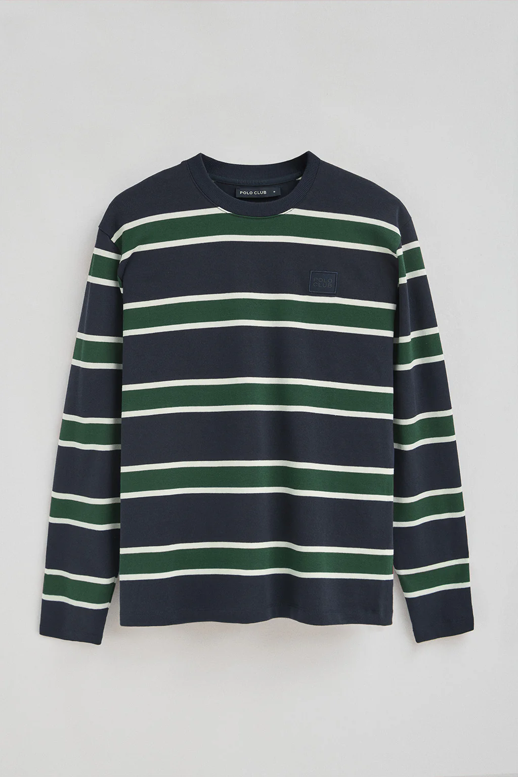 Camiseta Carter con rayas azul marino y verde botella con parche personalizado Polo Club - Image 10