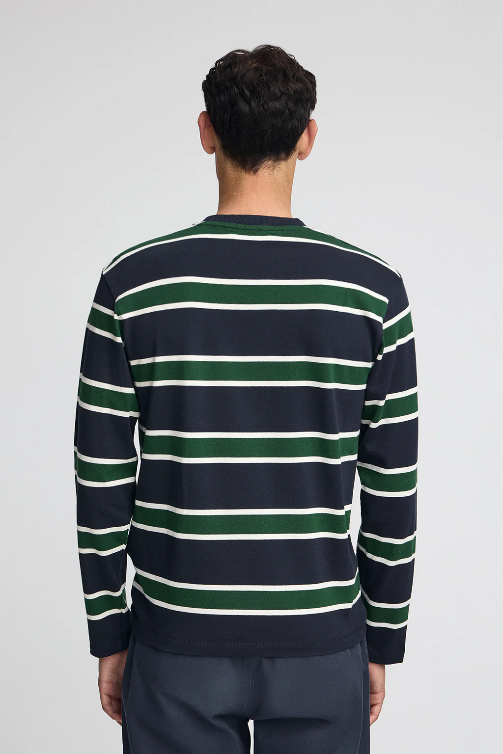 Camiseta Carter con rayas azul marino y verde botella con parche personalizado Polo Club - Image 5