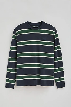 Camiseta Carter con rayas azul marino y verde botella con parche personalizado Polo Club - Image 8