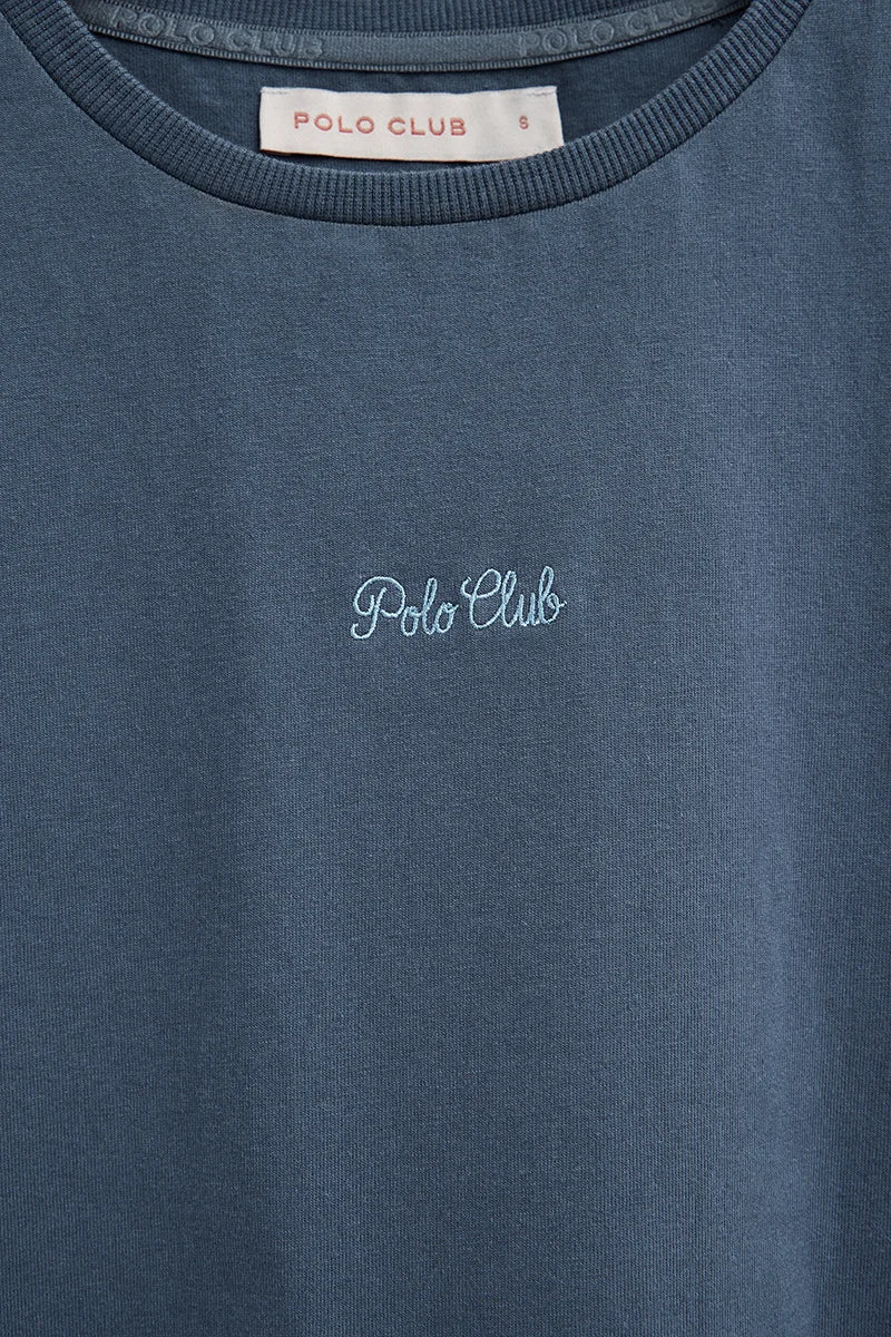 Camiseta azul denim de manga corta y corte regular con bordado Polo Club - Image 7