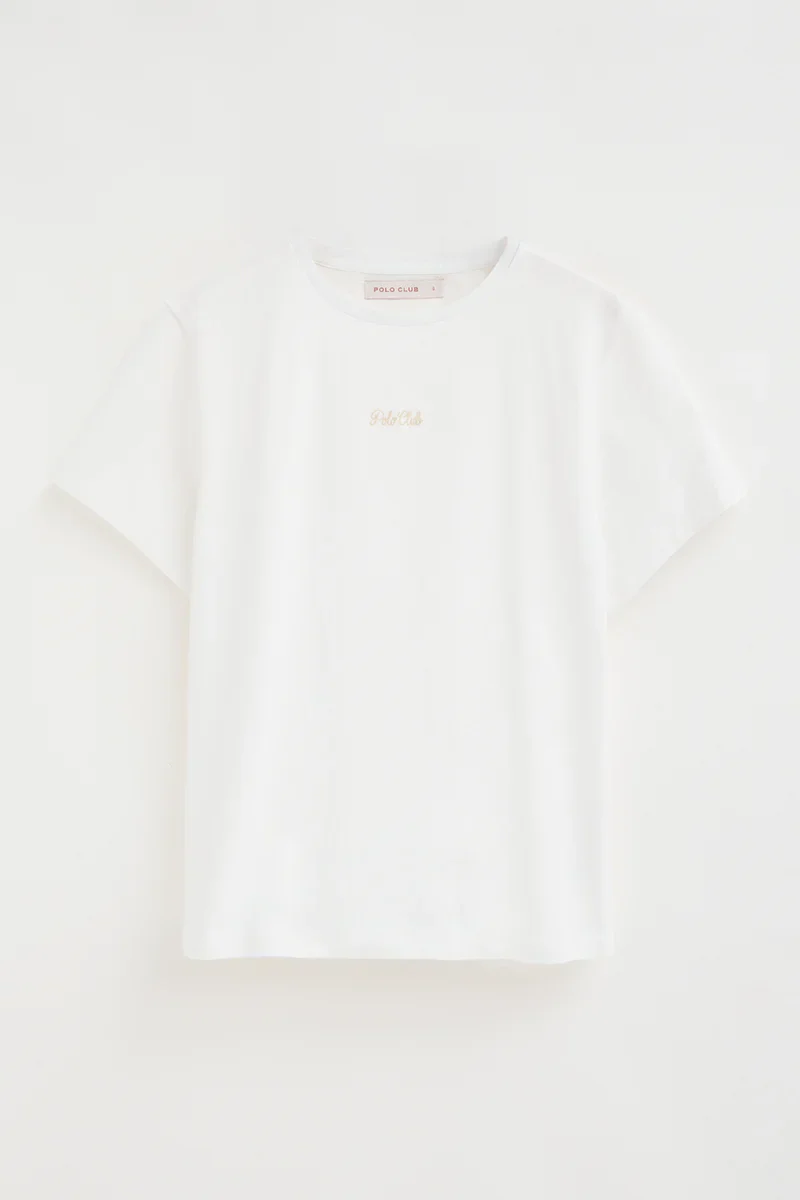 Camiseta blanca de manga corta y corte regular con bordado Polo Club - Image 9