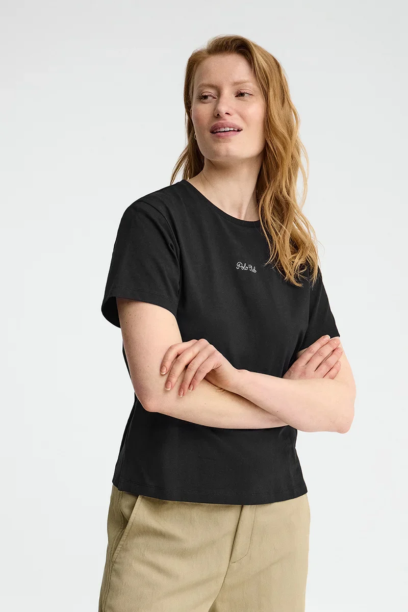 Camiseta negra de manga corta y corte regular con bordado Polo Club - Image 2