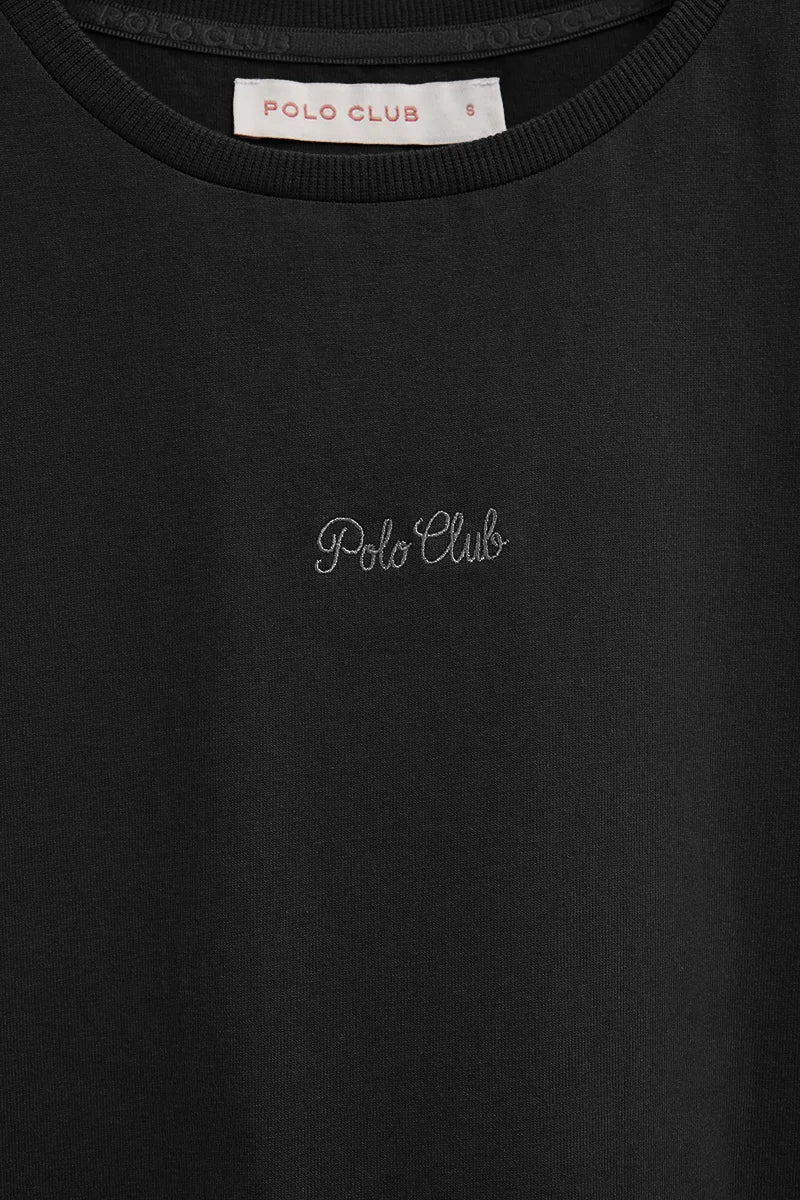 Camiseta negra de manga corta y corte regular con bordado Polo Club - Image 7