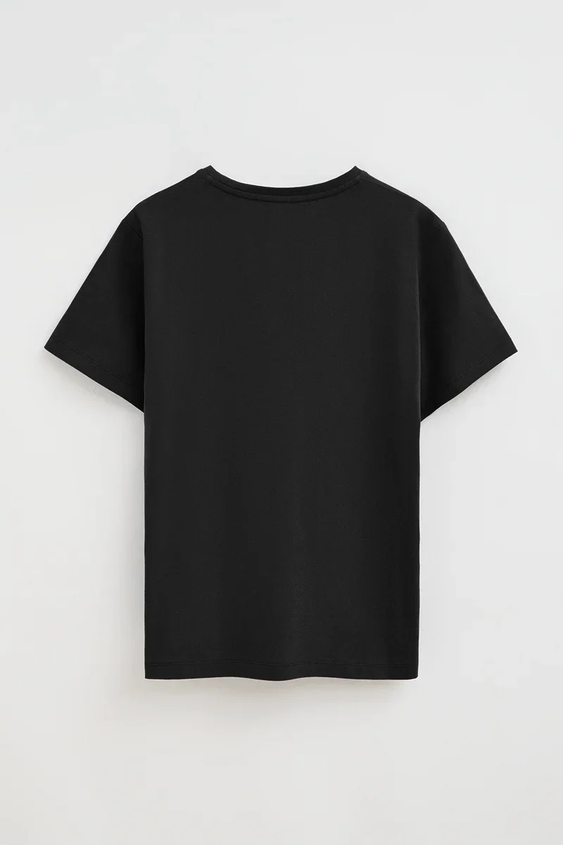 Camiseta negra de manga corta y corte regular con bordado Polo Club - Image 8