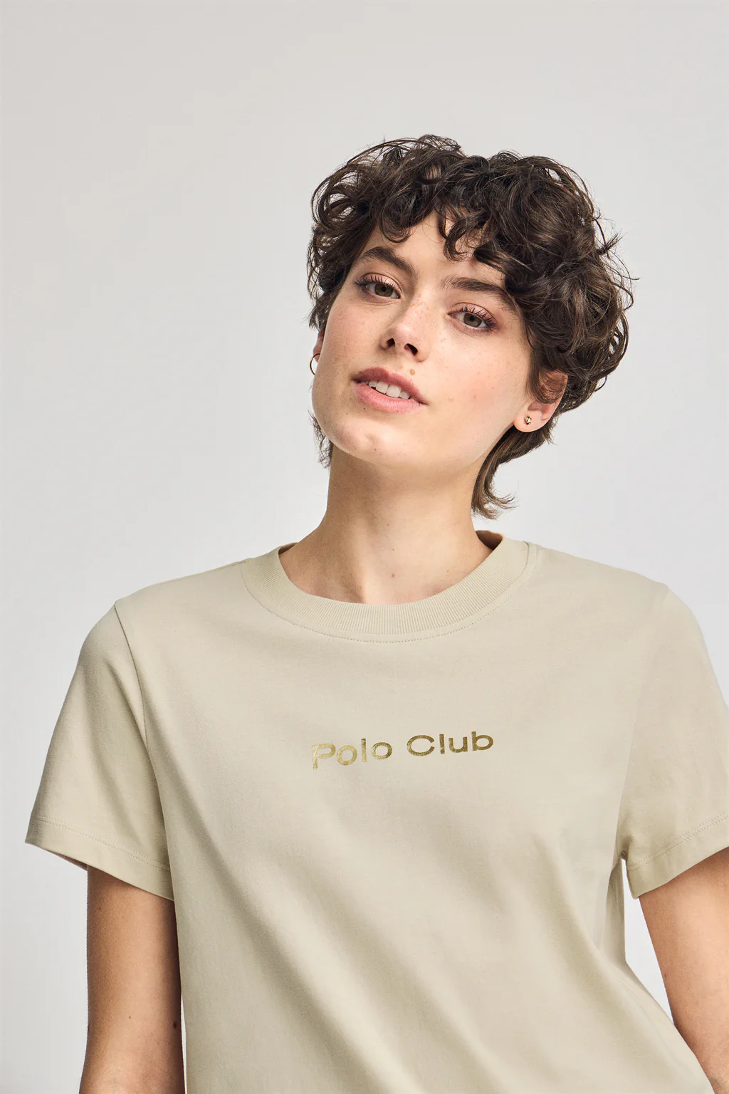 Camiseta Diamond beige con print foil Polo Club - Image 2