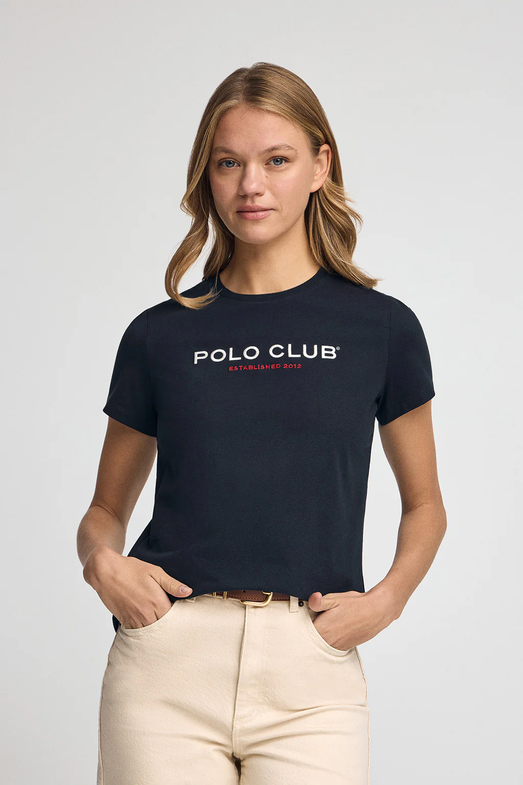 Camiseta azul marino de manga corta con logo Established 2012 Polo Club - Image 2
