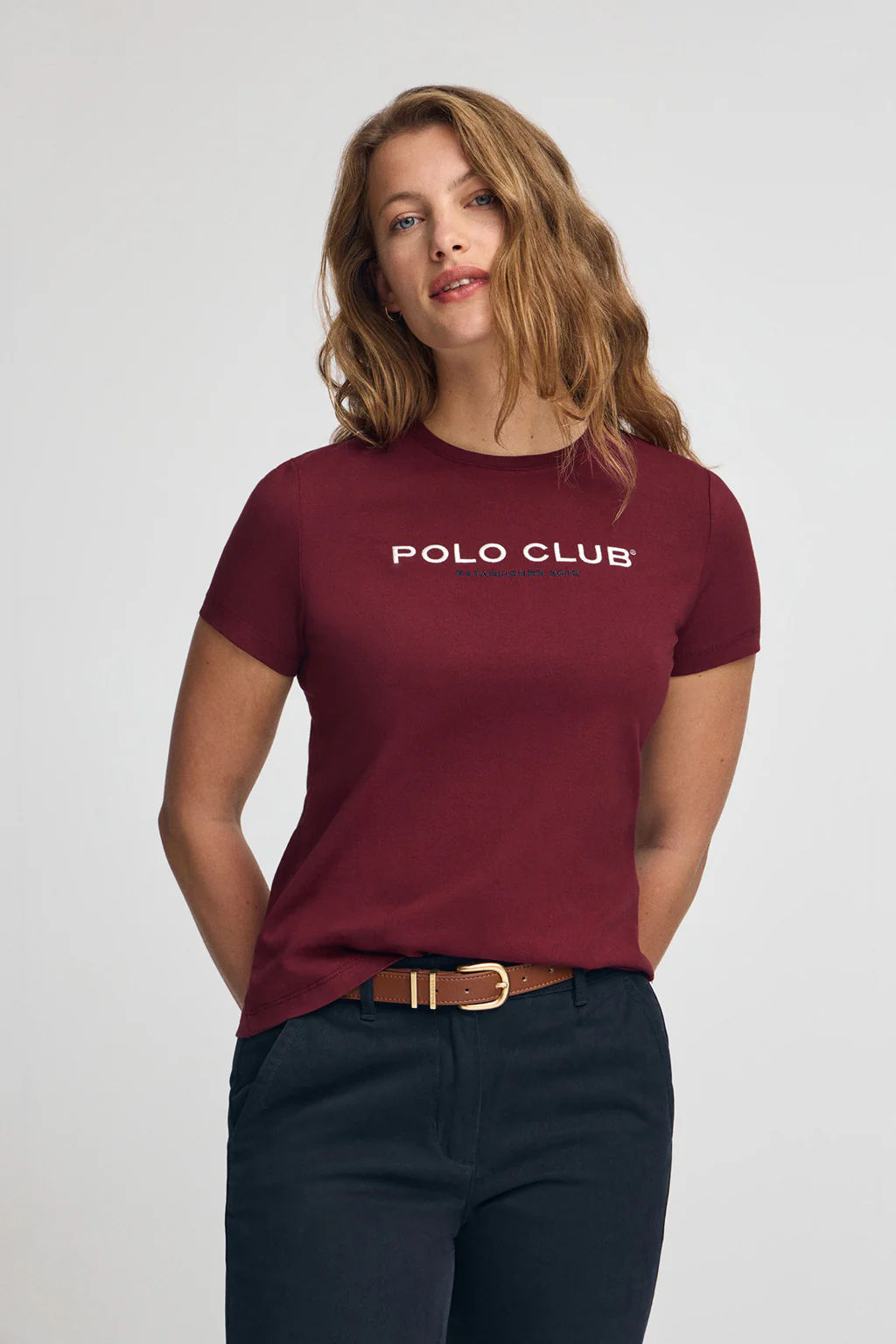 Camiseta granate de manga corta con logo Established 2012 Polo Club - Image 2