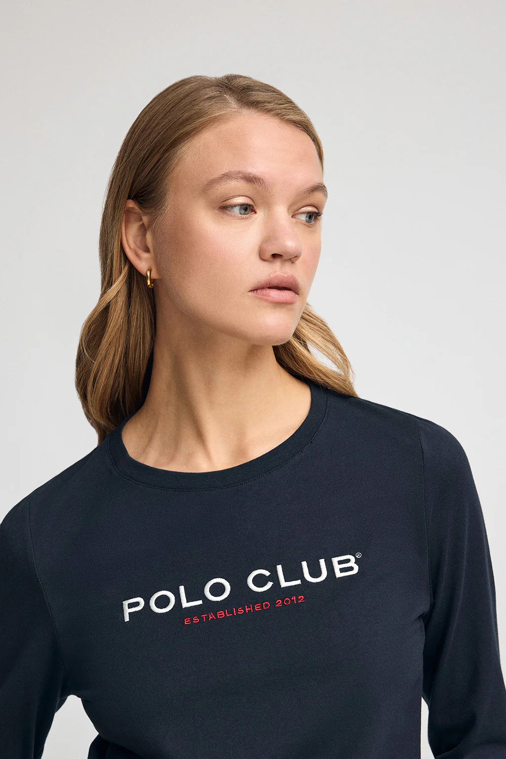 Camiseta azul marino manga larga y logo bordado Established 2012 Polo Club - Image 3