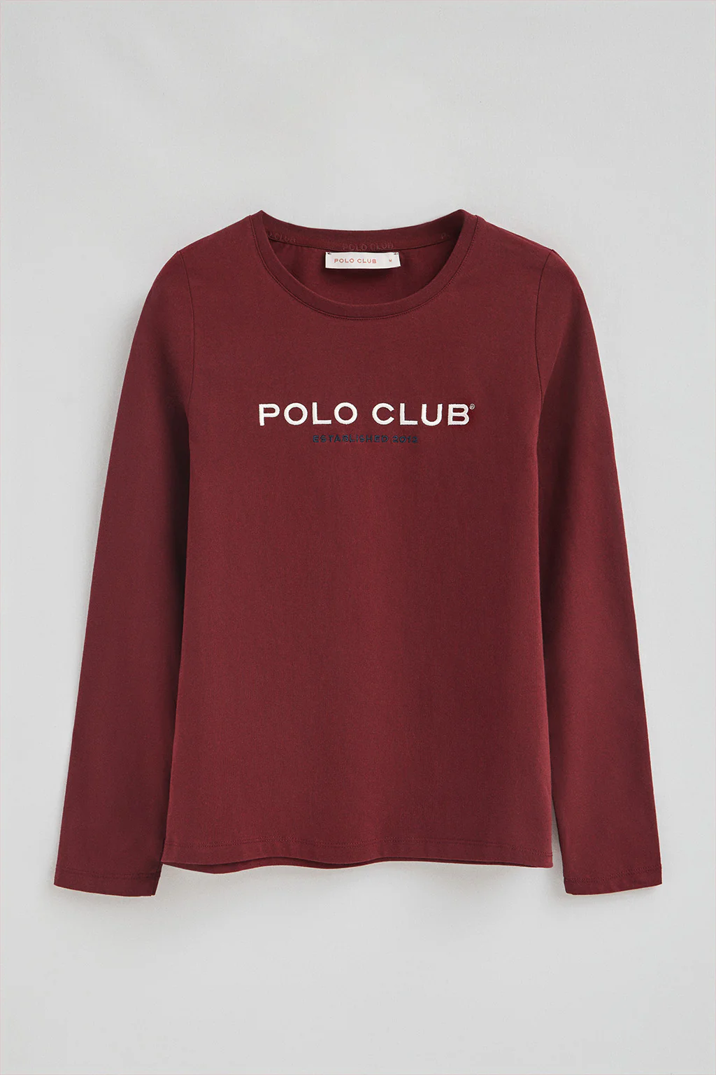 Camiseta granate de manga larga y logo bordado Established 2012 Polo Club - Image 9