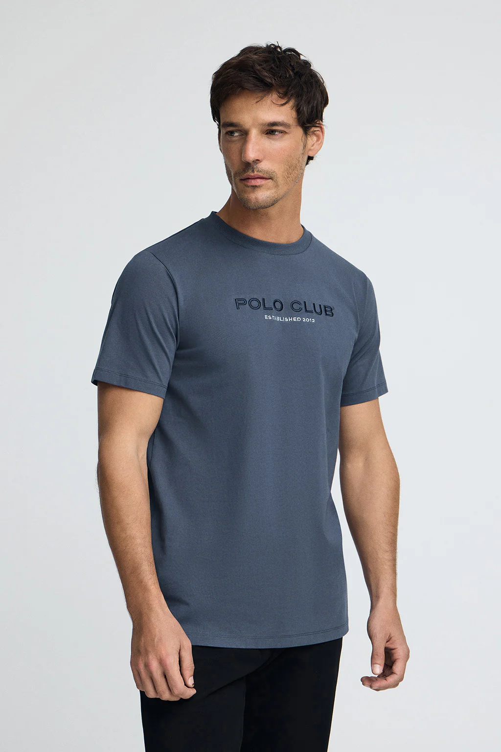 Camiseta azul denim con logo Established 2012 Polo Club - Image 2