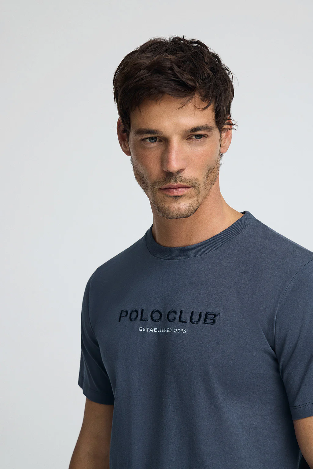Camiseta azul denim con logo Established 2012 Polo Club - Image 3