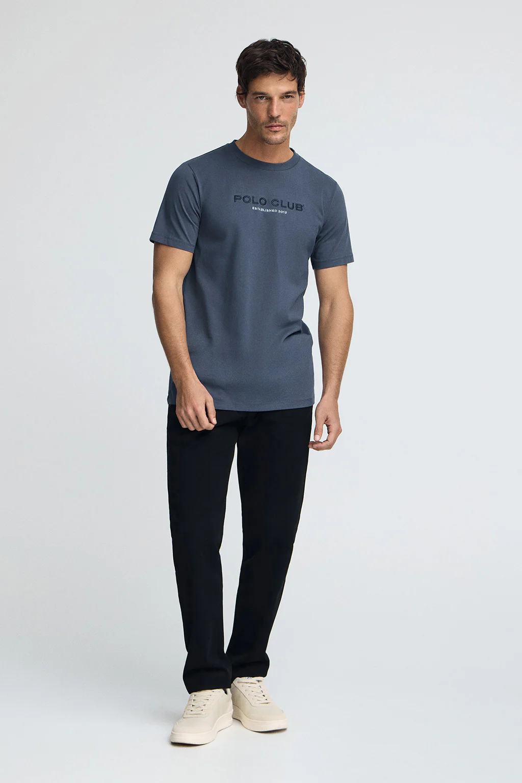 Camiseta azul denim con logo Established 2012 Polo Club - Image 4