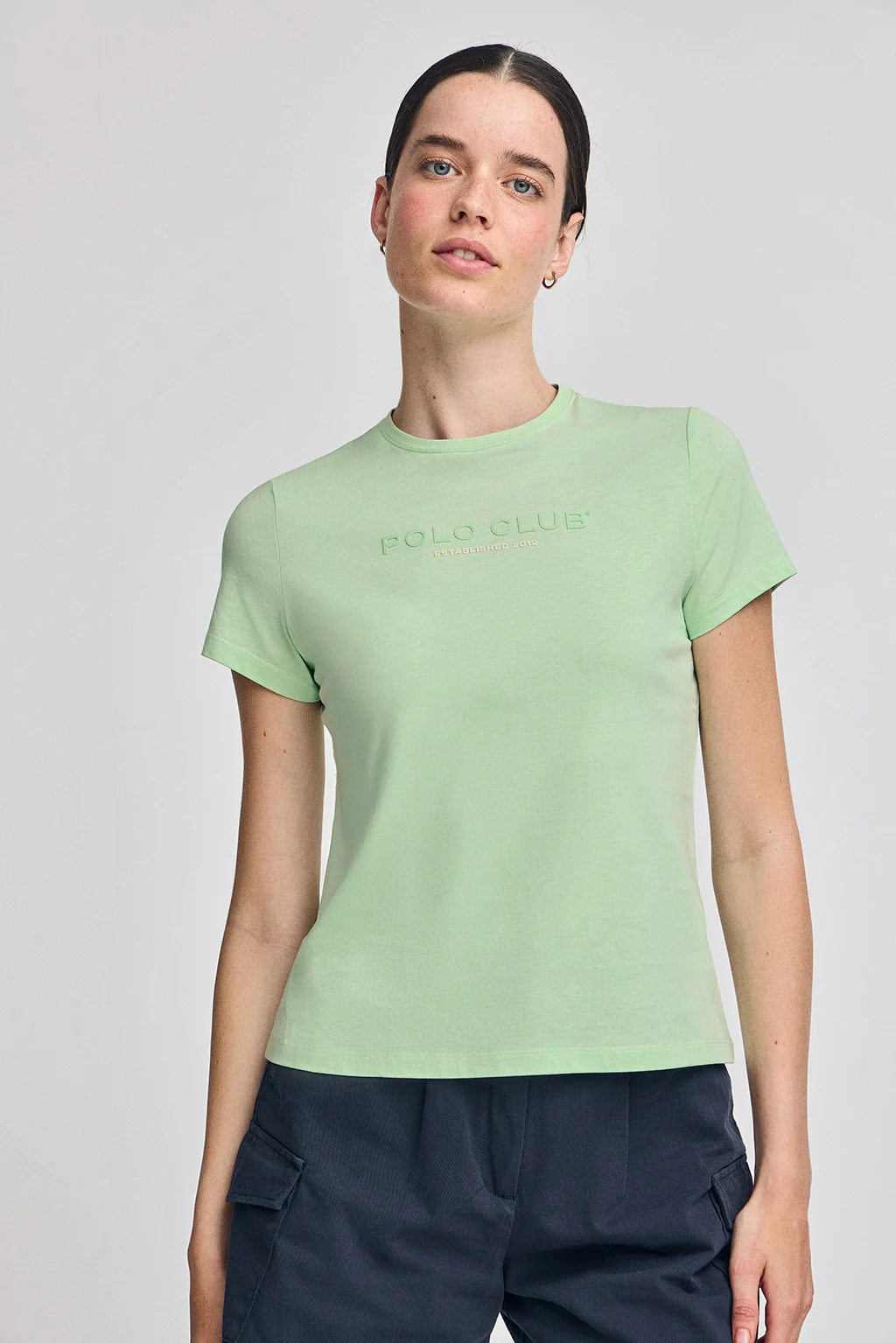 Camiseta básica color menta con logo engomado Polo Club
