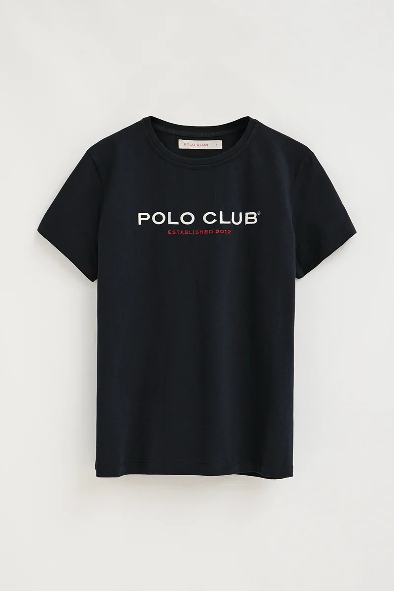 Camiseta azul marino de corte slim con bordado Established 2012 Polo Club - Image 5