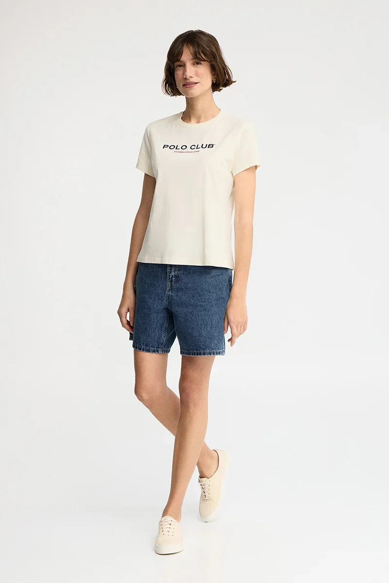 Camiseta color crudo de corte slim con bordado Established 2012 Polo Club - Image 2