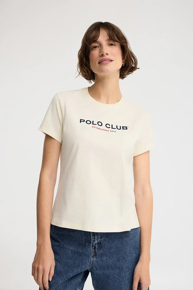 Camiseta color crudo de corte slim con bordado Established 2012 Polo Club - Image 3