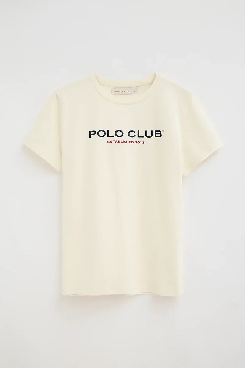 Camiseta color crudo de corte slim con bordado Established 2012 Polo Club - Image 6