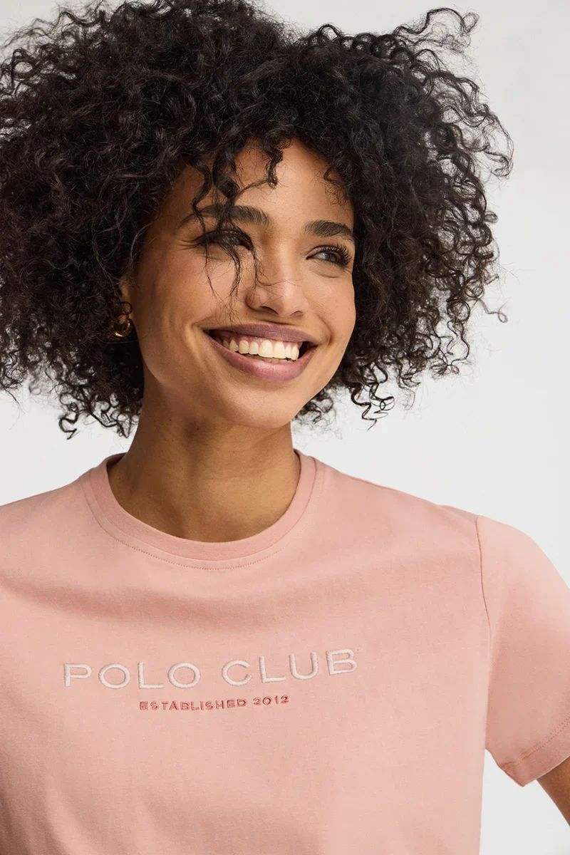 Camiseta rosa palo de corte slim con bordado Established 2012 Polo Club - Image 2