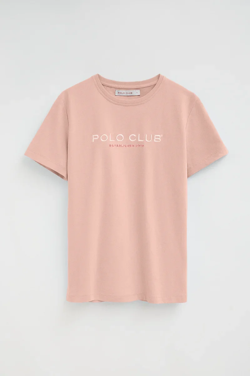 Camiseta rosa palo de corte slim con bordado Established 2012 Polo Club - Image 9