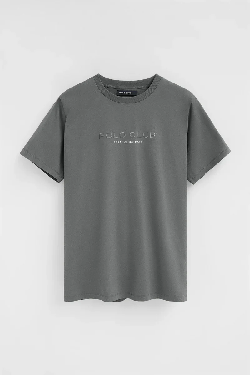 Camiseta color asfalto de manga corta con bordado Established 2012 Polo Club - Image 6
