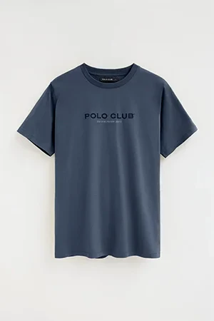 Camiseta azul denim de manga corta con bordado Established 2012 Polo Club - Image 10