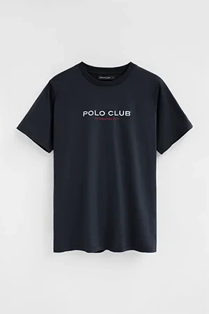 Camiseta azul marino de manga corta con bordado Established 2012 Polo Club - Image 10