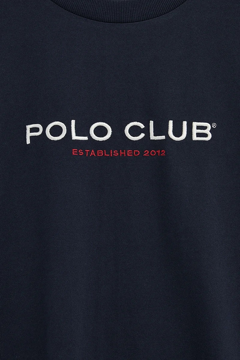 Camiseta azul marino de manga corta con bordado Established 2012 Polo Club - Image 7