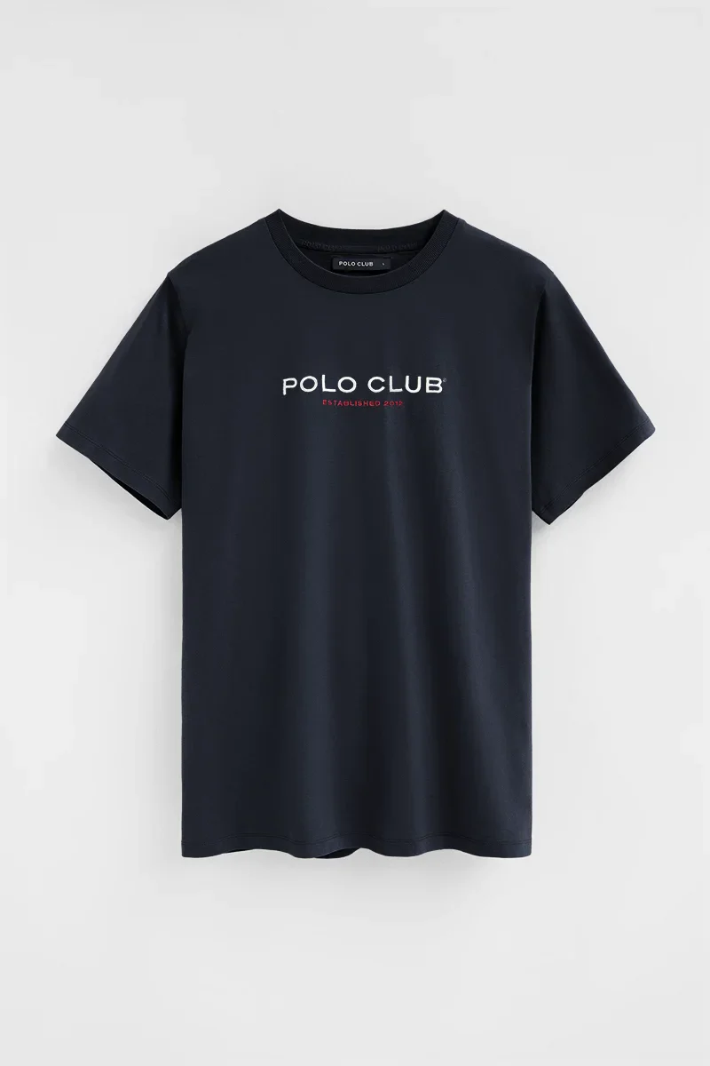 Camiseta azul marino de manga corta con bordado Established 2012 Polo Club - Image 9