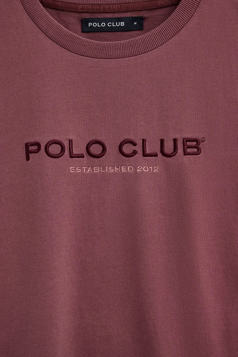 Camiseta rosa vino de manga corta con bordado Established 2012 Polo Club - Image 7