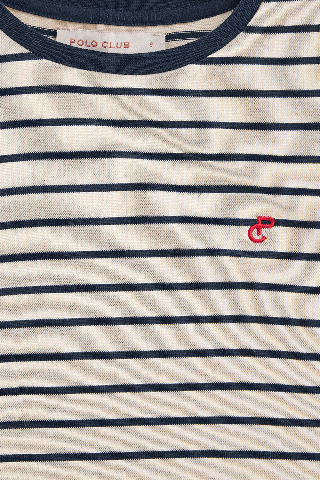 Camiseta de rayas azul marino y beige con monograma bordado - Image 10