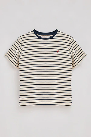 Camiseta de rayas azul marino y beige con monograma bordado - Image 6