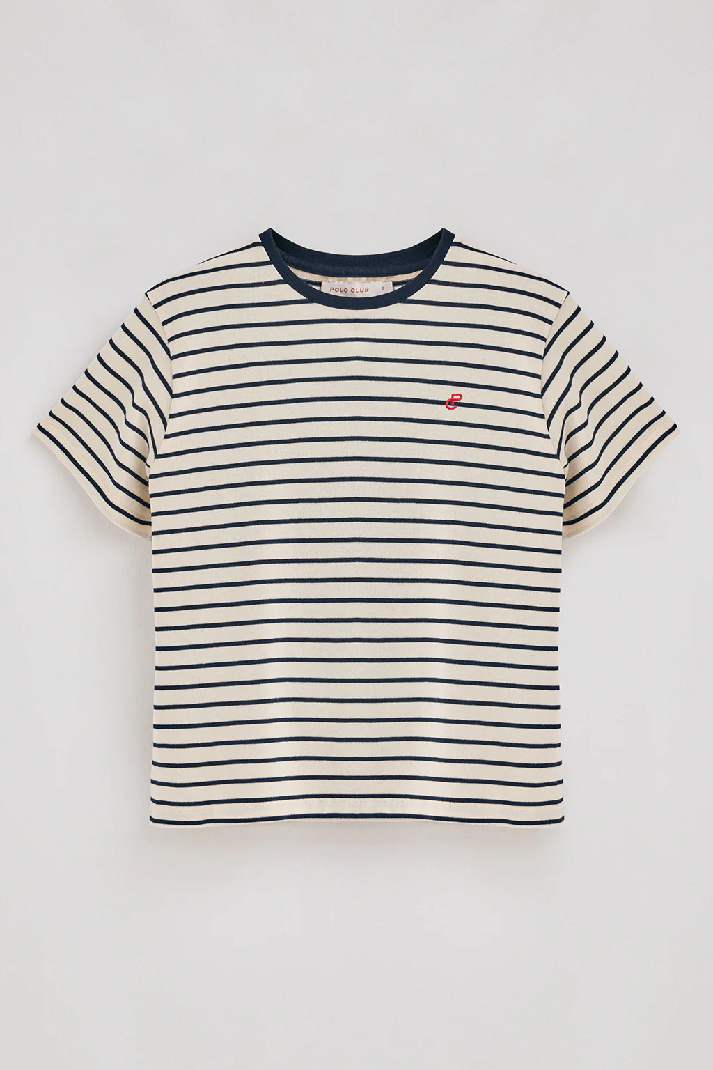 Camiseta de rayas azul marino y beige con monograma bordado - Image 9