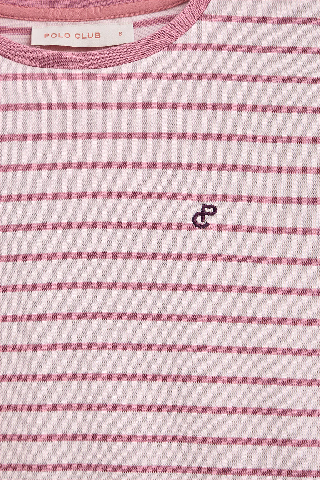 Camiseta de rayas rosa empolvado y beige con monograma bordado - Image 10