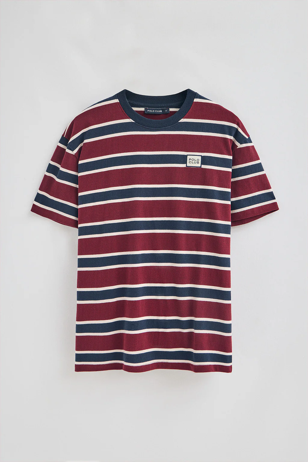 Camiseta granate y azul de rayas con logo engomado Polo Club - Image 9