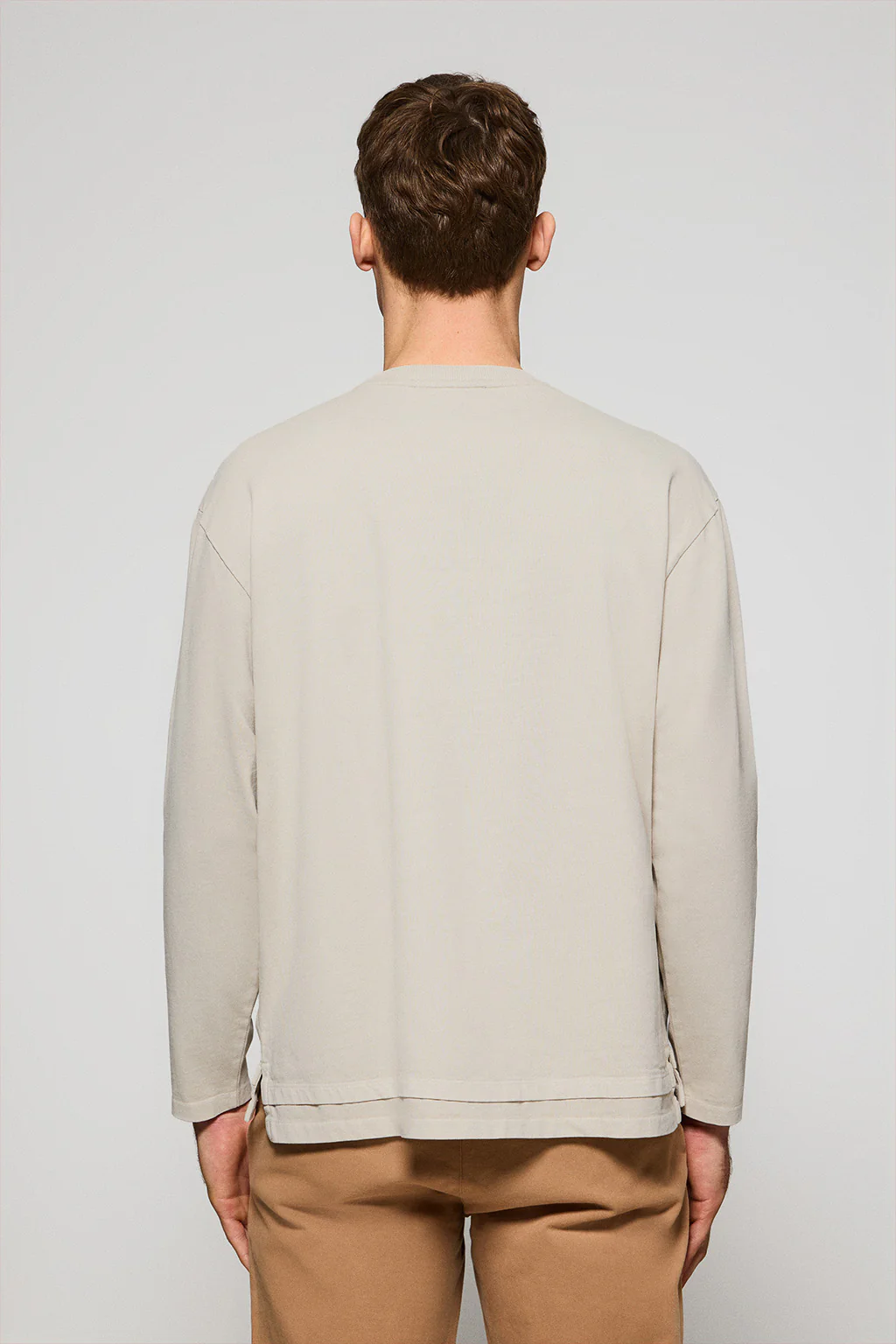 Camiseta de manga larga Hermes beige con logo engomado Polo Club - Image 2