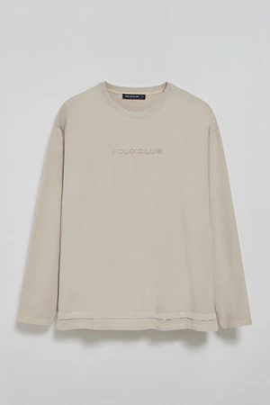 Camiseta de manga larga Hermes beige con logo engomado Polo Club - Image 6