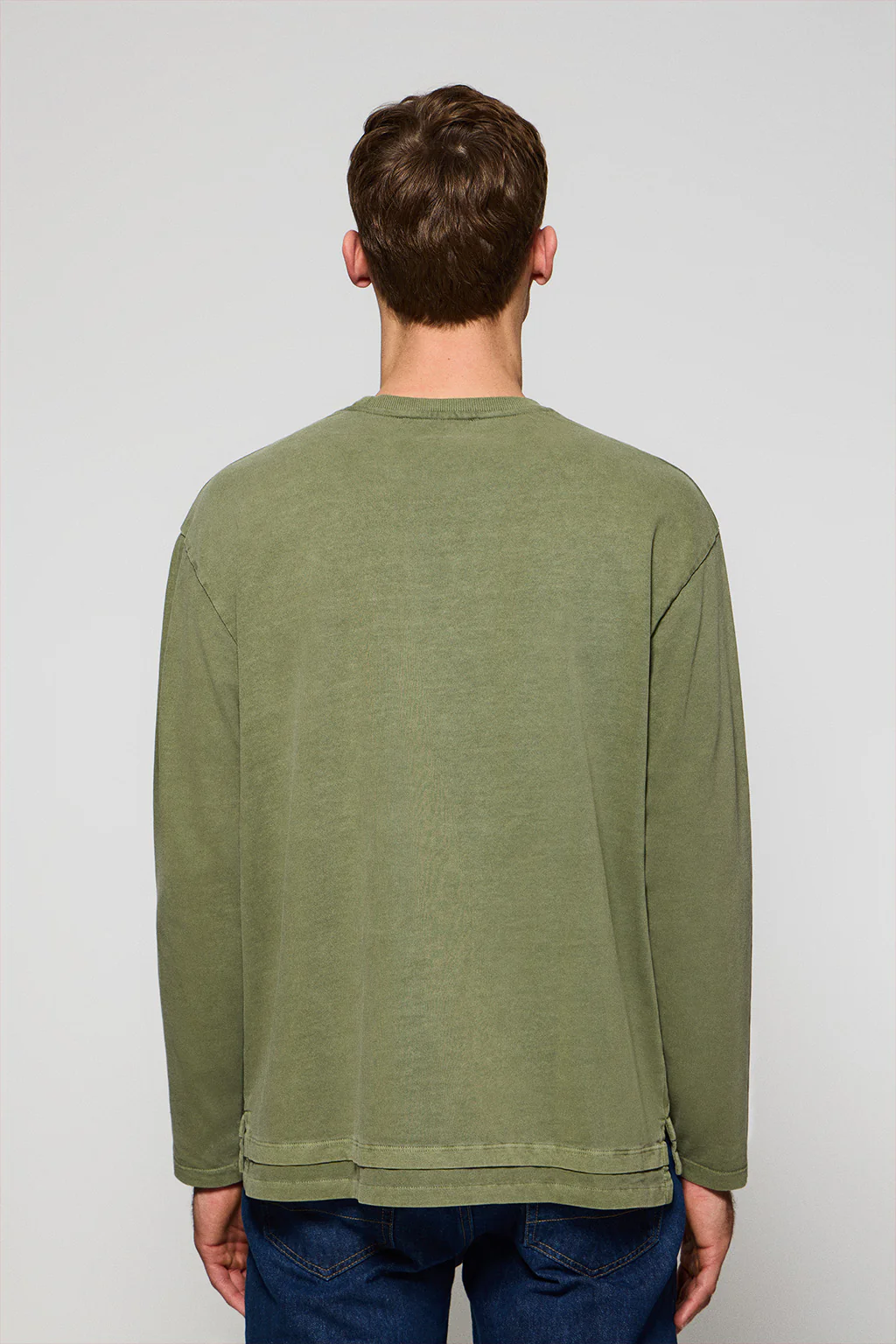Camiseta de manga larga Hermes caqui con logo engomado Polo Club - Image 2