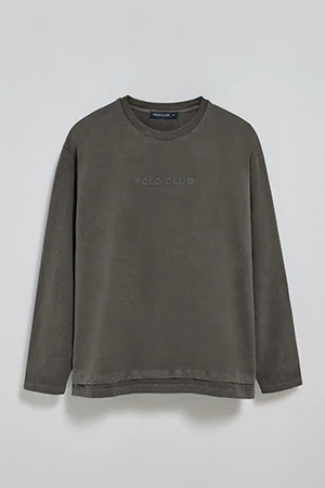 Camiseta de manga larga Hermes negra con logo engomado Polo Club - Image 6