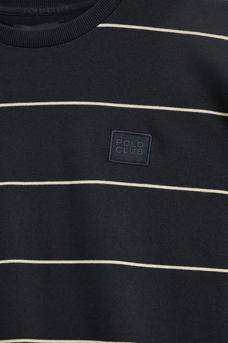 Camiseta de rayas azul marino y amarillo claro con parche Polo Club - Image 8
