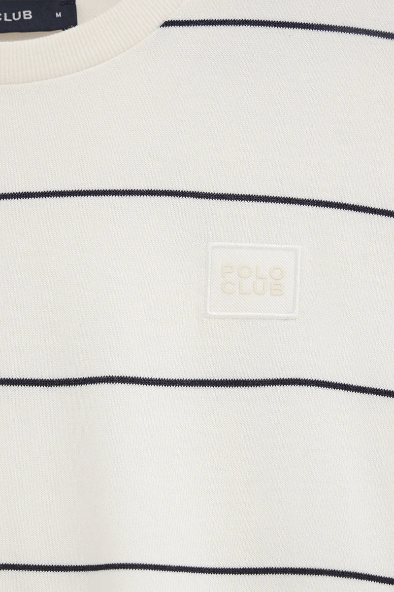 Camiseta de rayas color crudo y azul marino con parche Polo Club - Image 7